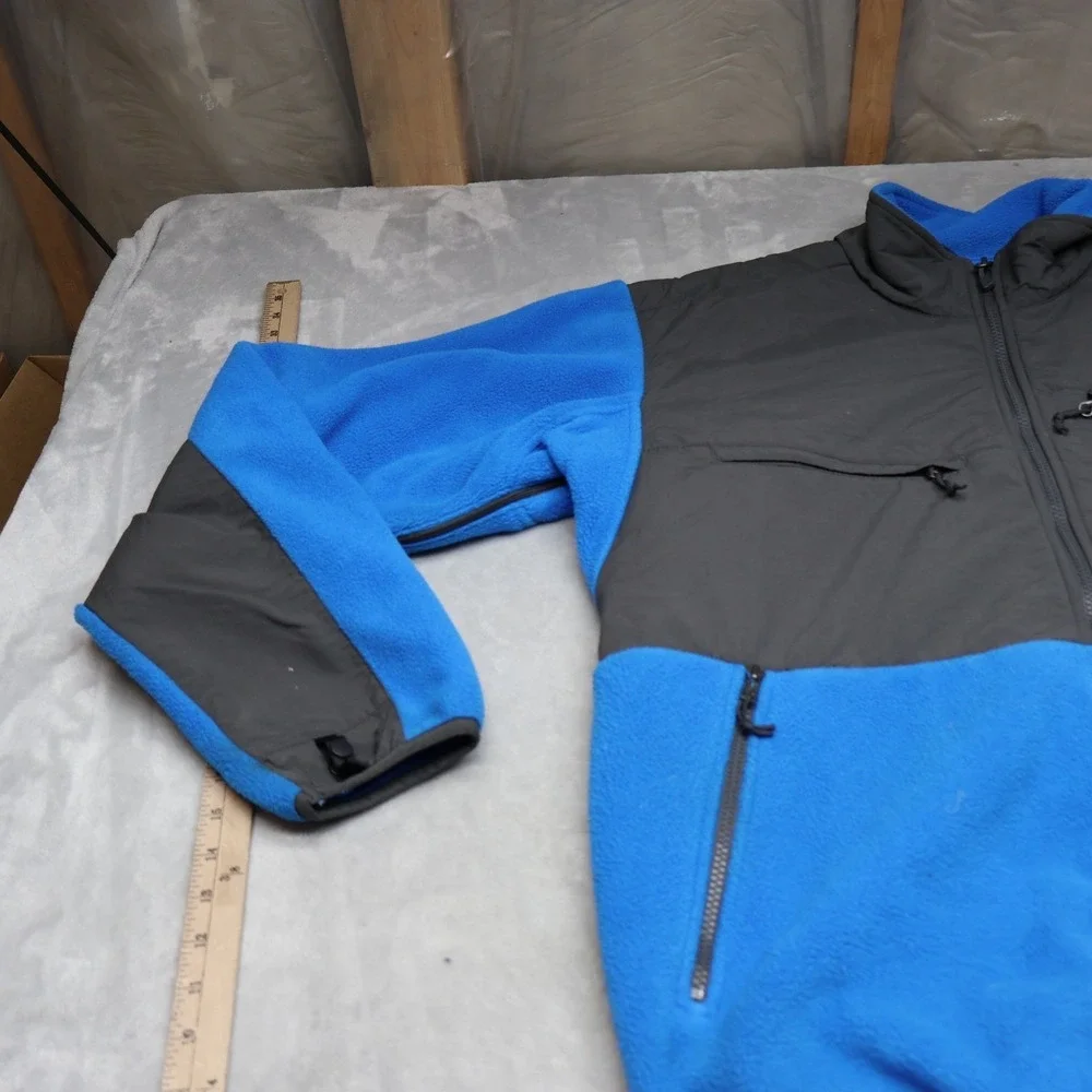 North Face Denali Jacket Men XL Blue Black Polartec Insulated Fleece Heavyweight